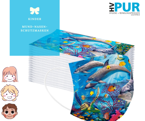 Mundschutz-Nasen-Masken für Kinder mit Delphinen